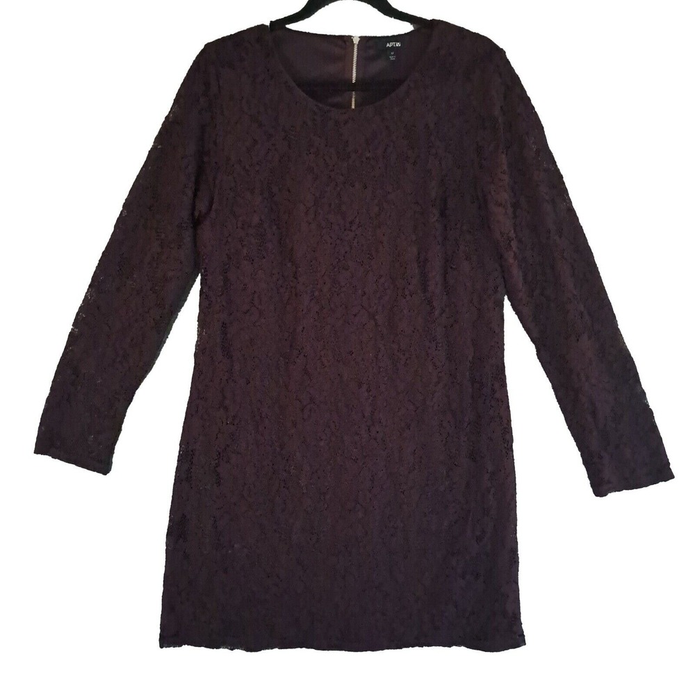 Apt. 9 Lace Dress Women's 12 Purple Long Sleeve Cocktail Party Formal Elegant